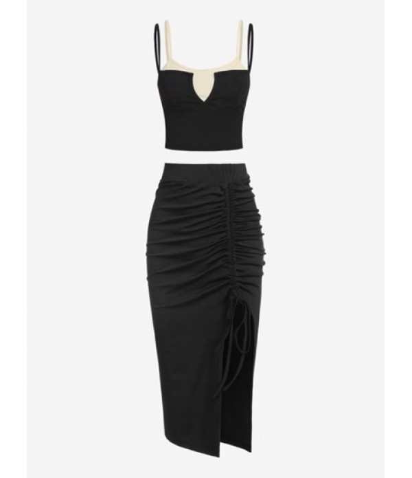 Two Piece Dress V Notched Twofer Camisol...