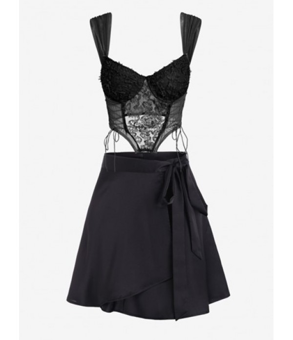 Underwire Sheer Mesh Floral Applique Lac...