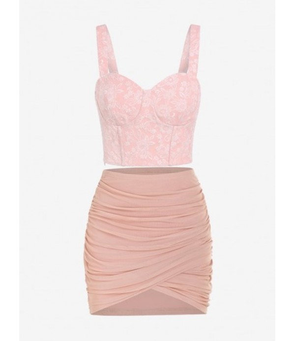 Women's Bustier Cupped Floral Jacquard C...