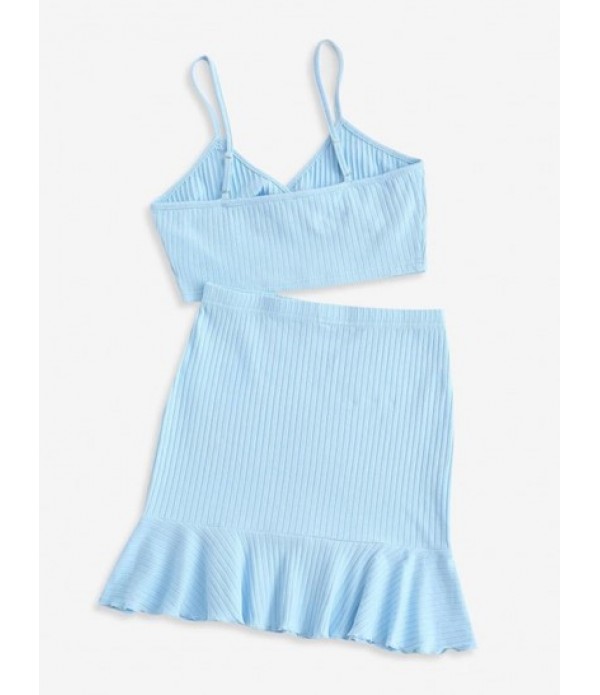 Ribbed Surplice Mermaid Skirt Set