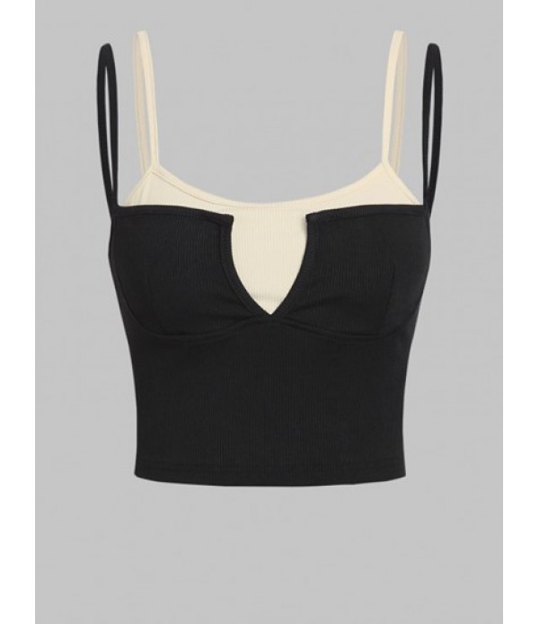 Two Piece Dress V Notched Twofer Camisole With Cinched Asymmetrical Skirt