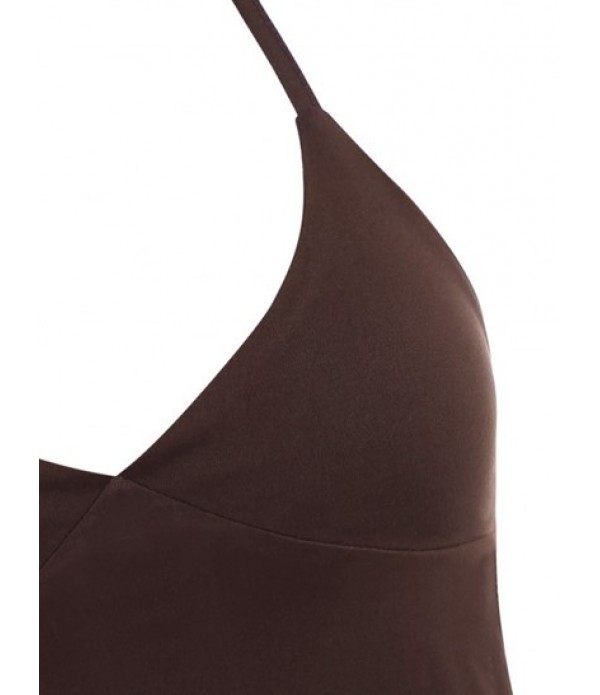 Halter Tie Wrap Midriff Flossing Two Piece Dress