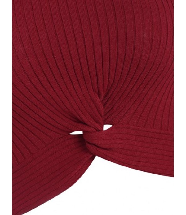Wide Rib Twist Knit Slinky Two Piece Dress