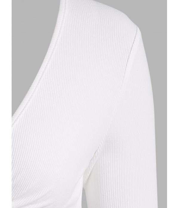 Ribbed Midriff Flossing Top And Cinched Ruched Mini Skirt Set