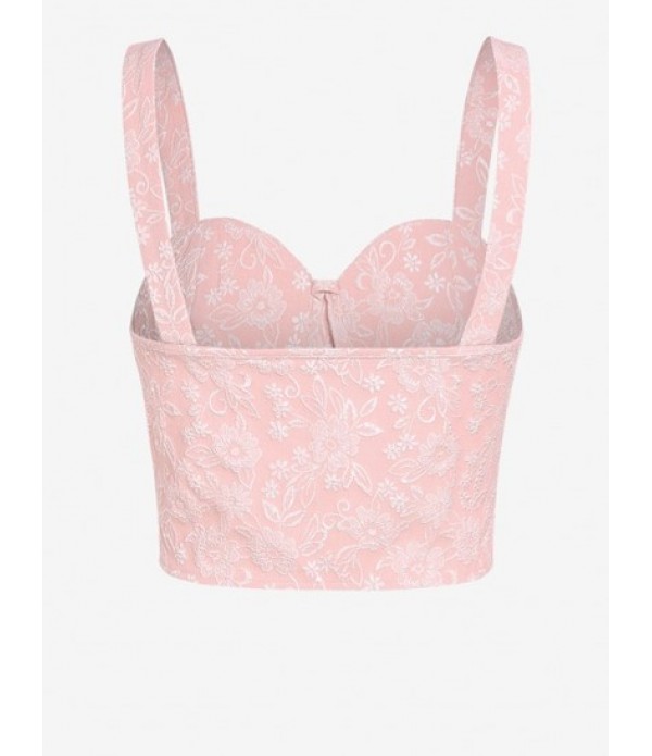 Women's Bustier Cupped Floral Jacquard Crop Tank Top And Ruched Mesh Overlay Slinky Mini Skirt Set