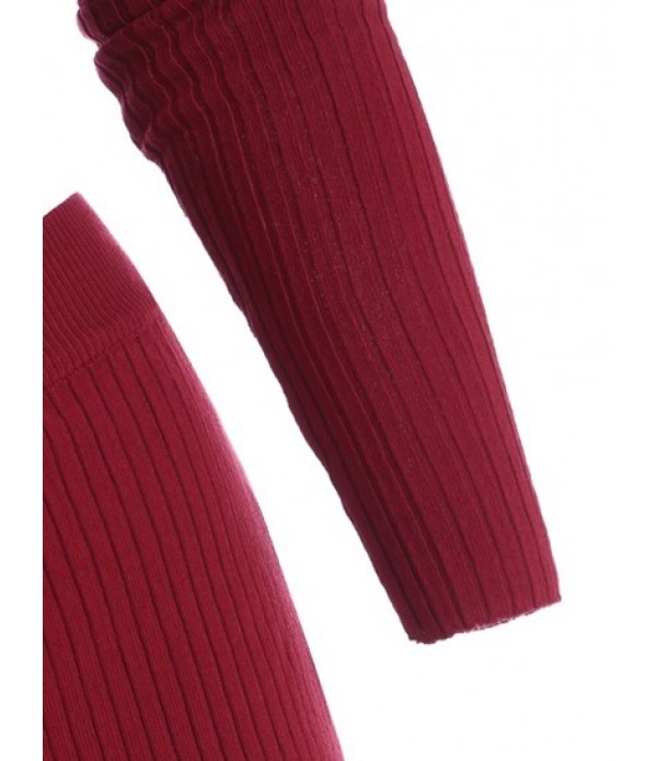 Wide Rib Twist Knit Slinky Two Piece Dress